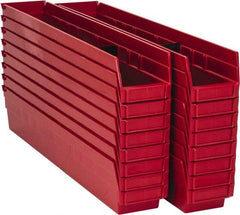 Quantum Storage - 50 Lb. Load Capacity, 23-5/8" Deep, Red Polypropylene Hopper Shelf Bin - 4" High x 4-1/8" Wide x 23-5/8" Long - USA Tool & Supply