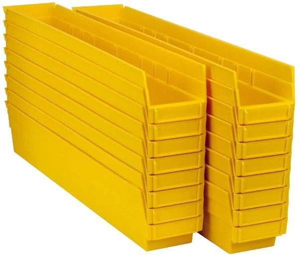 Quantum Storage - 50 Lb. Load Capacity, 23-5/8" Deep, Yellow Polypropylene Hopper Shelf Bin - 4" High x 4-1/8" Wide x 23-5/8" Long - USA Tool & Supply