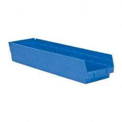 Quantum Storage - 50 Lb. Load Capacity, 23-5/8" Deep, Blue Polypropylene Hopper Shelf Bin - 4" High x 6-5/8" Wide x 23-5/8" Long - USA Tool & Supply