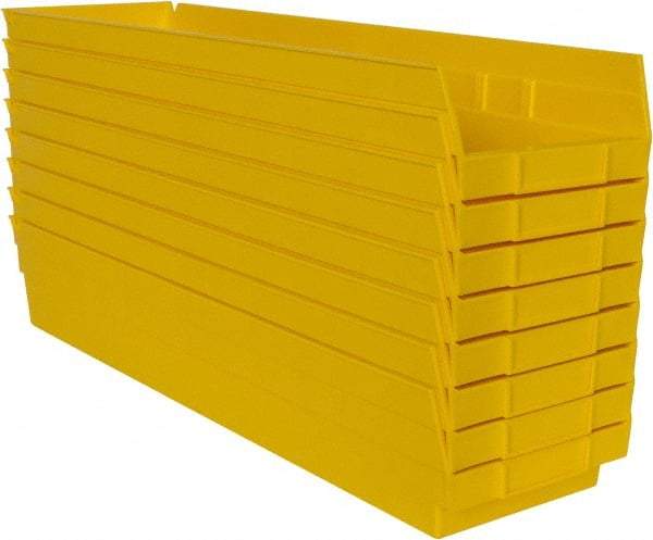 Quantum Storage - 50 Lb. Load Capacity, 23-5/8" Deep, Yellow Polypropylene Hopper Shelf Bin - 4" High x 6-5/8" Wide x 23-5/8" Long - USA Tool & Supply