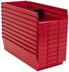 Quantum Storage - 50 Lb. Load Capacity, 17-7/8" Deep, Red Polypropylene Hopper Shelf Bin - 4" High x 8-3/8" Wide x 17-7/8" Long - USA Tool & Supply