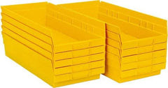 Quantum Storage - 50 Lb. Load Capacity, 17-7/8" Deep, Yellow Polypropylene Hopper Shelf Bin - 4" High x 8-3/8" Wide x 17-7/8" Long - USA Tool & Supply