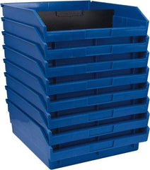 Quantum Storage - 50 Lb. Load Capacity, 11-5/8" Deep, Blue Polypropylene Hopper Shelf Bin - 4" High x 11-1/8" Wide x 11-5/8" Long - USA Tool & Supply