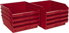 Quantum Storage - 50 Lb. Load Capacity, 11-5/8" Deep, Red Polypropylene Hopper Shelf Bin - 4" High x 11-1/8" Wide x 11-5/8" Long - USA Tool & Supply