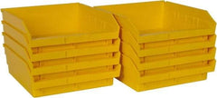 Quantum Storage - 50 Lb. Load Capacity, 11-5/8" Deep, Yellow Polypropylene Hopper Shelf Bin - 4" High x 11-1/8" Wide x 11-5/8" Long - USA Tool & Supply