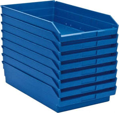 Quantum Storage - 50 Lb. Load Capacity, 17-7/8" Deep, Blue Polypropylene Hopper Shelf Bin - 4" High x 11-1/8" Wide x 17-7/8" Long - USA Tool & Supply