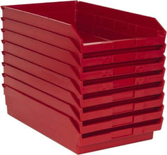 Quantum Storage - 50 Lb. Load Capacity, 17-7/8" Deep, Red Polypropylene Hopper Shelf Bin - 4" High x 11-1/8" Wide x 17-7/8" Long - USA Tool & Supply