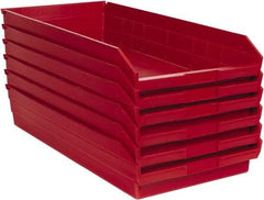 Quantum Storage - 50 Lb. Load Capacity, 23-5/8" Deep, Red Polypropylene Hopper Shelf Bin - 4" High x 11-1/8" Wide x 23-5/8" Long - USA Tool & Supply