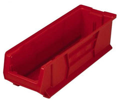 Quantum Storage - 100 Lb. Load Capacity, 23-7/8" Deep, Red Polypropylene Hopper Stacking Bin - 7" High x 8-1/4" Wide x 23-7/8" Long - USA Tool & Supply