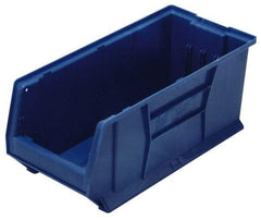 Quantum Storage - 100 Lb. Load Capacity, 23-7/8" Deep, Blue Polypropylene Hopper Stacking Bin - 9" High x 8-1/4" Wide x 23-7/8" Long - USA Tool & Supply