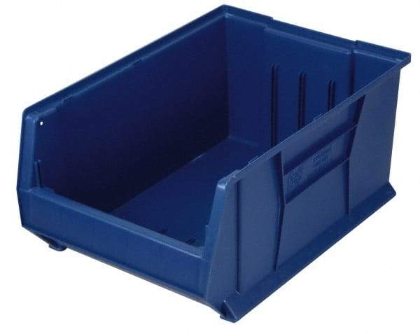 Quantum Storage - 100 Lb. Load Capacity, 23-7/8" Deep, Blue Polypropylene Hopper Stacking Bin - 7" High x 11" Wide x 23-7/8" Long - USA Tool & Supply