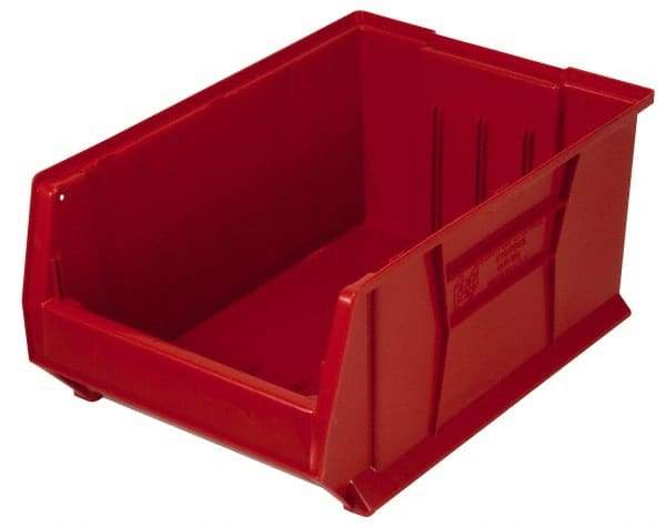 Quantum Storage - 100 Lb. Load Capacity, 23-7/8" Deep, Red Polypropylene Hopper Stacking Bin - 7" High x 11" Wide x 23-7/8" Long - USA Tool & Supply