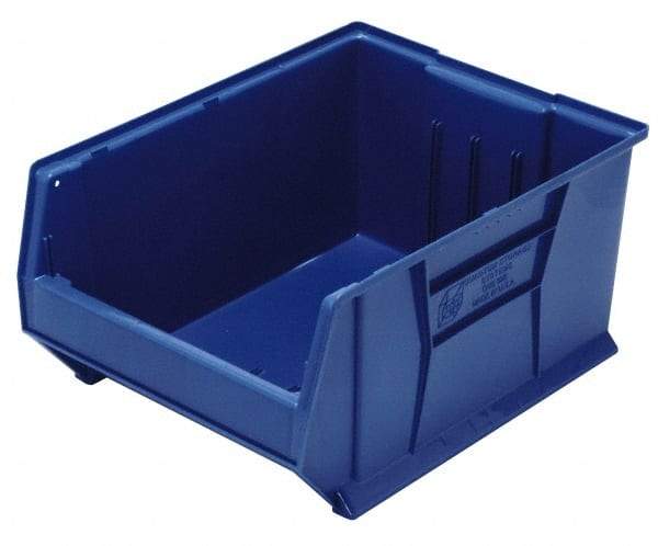 Quantum Storage - 100 Lb. Load Capacity, 23-7/8" Deep, Blue Polypropylene Hopper Stacking Bin - 10" High x 11" Wide x 23-7/8" Long - USA Tool & Supply