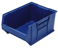 Quantum Storage - 100 Lb. Load Capacity, 23-7/8" Deep, Blue Polypropylene Hopper Stacking Bin - 11" High x 16-1/2" Wide x 23-7/8" Long - USA Tool & Supply