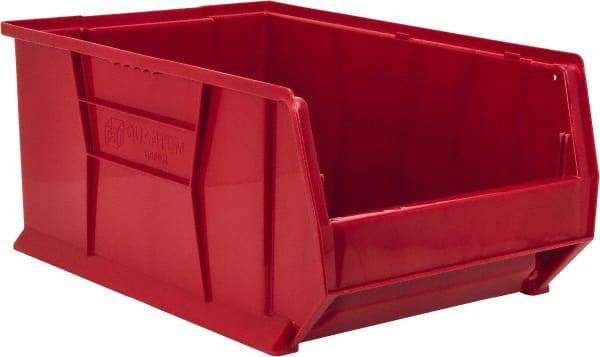 Quantum Storage - 100 Lb. Load Capacity, 23-7/8" Deep, Red Polypropylene Hopper Stacking Bin - 11" High x 16-1/2" Wide x 23-7/8" Long - USA Tool & Supply