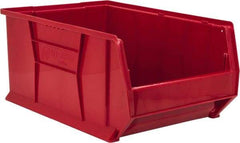 Quantum Storage - 100 Lb. Load Capacity, 23-7/8" Deep, Red Polypropylene Hopper Stacking Bin - 11" High x 16-1/2" Wide x 23-7/8" Long - USA Tool & Supply