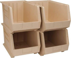Quantum Storage - 75 Lb. Load Capacity, 18" Deep, Ivory Polypropylene Hopper Stacking Bin - 10" High x 11" Wide x 18" Long - USA Tool & Supply