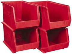 Quantum Storage - 75 Lb. Load Capacity, 18" Deep, Red Polypropylene Hopper Stacking Bin - 10" High x 11" Wide x 18" Long - USA Tool & Supply