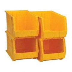Quantum Storage - 75 Lb. Load Capacity, 18" Deep, Yellow Polypropylene Hopper Stacking Bin - 10" High x 11" Wide x 18" Long - USA Tool & Supply