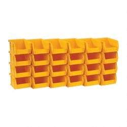 Quantum Storage - 10 Lb. Load Capacity, 5-3/8" Deep, Yellow Polypropylene Hopper Stacking Bin - 3" High x 4-1/8" Wide x 5-3/8" Long - USA Tool & Supply