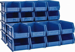 Quantum Storage - 10 Lb. Load Capacity, 7-3/8" Deep, Blue Polypropylene Hopper Stacking Bin - 3" High x 4-1/8" Wide x 7-3/8" Long - USA Tool & Supply