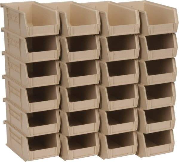 Quantum Storage - 10 Lb. Load Capacity, 7-3/8" Deep, Ivory Polypropylene Hopper Stacking Bin - 3" High x 4-1/8" Wide x 7-3/8" Long - USA Tool & Supply
