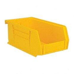 Quantum Storage - 10 Lb. Load Capacity, 7-3/8" Deep, Yellow Polypropylene Hopper Stacking Bin - 3" High x 4-1/8" Wide x 7-3/8" Long - USA Tool & Supply
