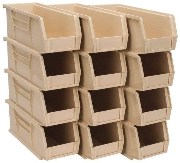 Quantum Storage - 30 Lb. Load Capacity, 10-7/8" Deep, Ivory Polypropylene Hopper Stacking Bin - 4" High x 4-1/8" Wide x 10-7/8" Long - USA Tool & Supply