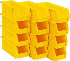 Quantum Storage - 30 Lb. Load Capacity, 10-7/8" Deep, Yellow Polypropylene Hopper Stacking Bin - 4" High x 4-1/8" Wide x 10-7/8" Long - USA Tool & Supply