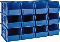 Quantum Storage - 30 Lb. Load Capacity, 10-7/8" Deep, Blue Polypropylene Hopper Stacking Bin - 5" High x 5-1/2" Wide x 10-7/8" Long - USA Tool & Supply