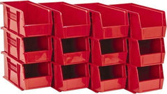 Quantum Storage - 30 Lb. Load Capacity, 10-7/8" Deep, Red Polypropylene Hopper Stacking Bin - 5" High x 5-1/2" Wide x 10-7/8" Long - USA Tool & Supply
