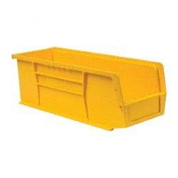 Quantum Storage - 50 Lb. Load Capacity, 14-3/4" Deep, Yellow Polypropylene Hopper Stacking Bin - 5" High x 5-1/2" Wide x 14-3/4" Long - USA Tool & Supply