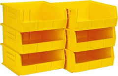 Quantum Storage - 50 Lb. Load Capacity, 10-7/8" Deep, Yellow Polypropylene Hopper Stacking Bin - 5" High x 11" Wide x 10-7/8" Long - USA Tool & Supply