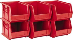 Quantum Storage - 50 Lb. Load Capacity, 10-3/4" Deep, Red Polypropylene Hopper Stacking Bin - 7" High x 8-1/4" Wide x 10-3/4" Long - USA Tool & Supply