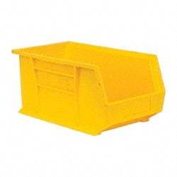 Quantum Storage - 60 Lb. Load Capacity, 14-3/4" Deep, Yellow Polypropylene Hopper Stacking Bin - 7" High x 8-1/4" Wide x 14-3/4" Long - USA Tool & Supply