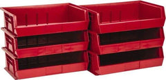 Quantum Storage - 60 Lb. Load Capacity, 10-7/8" Deep, Red Polypropylene Hopper Stacking Bin - 5" High x 16-1/2" Wide x 10-7/8" Long - USA Tool & Supply