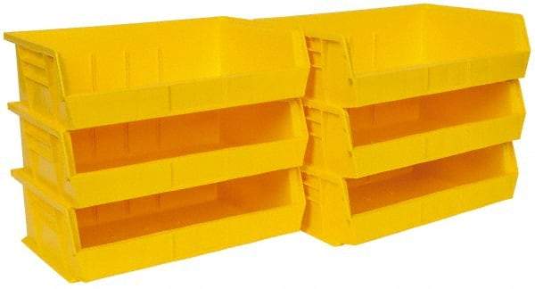 Quantum Storage - 60 Lb. Load Capacity, 10-7/8" Deep, Yellow Polypropylene Hopper Stacking Bin - 5" High x 16-1/2" Wide x 10-7/8" Long - USA Tool & Supply