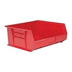 Quantum Storage - 75 Lb. Load Capacity, 14-3/4" Deep, Red Polypropylene Hopper Stacking Bin - 7" High x 16-1/2" Wide x 14-3/4" Long - USA Tool & Supply