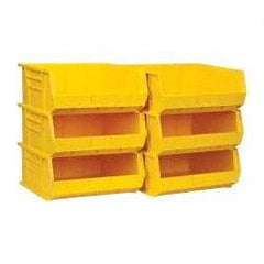 Quantum Storage - 75 Lb. Load Capacity, 14-3/4" Deep, Yellow Polypropylene Hopper Stacking Bin - 7" High x 16-1/2" Wide x 14-3/4" Long - USA Tool & Supply