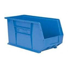 Quantum Storage - 60 Lb. Load Capacity, 18" Deep, Blue Polypropylene Hopper Stacking Bin - 9" High x 8-1/4" Wide x 18" Long - USA Tool & Supply