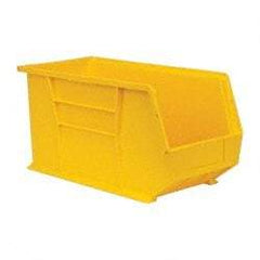 Quantum Storage - 60 Lb. Load Capacity, 18" Deep, Yellow Polypropylene Hopper Stacking Bin - 9" High x 8-1/4" Wide x 18" Long - USA Tool & Supply