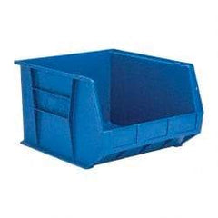 Quantum Storage - 75 Lb. Load Capacity, 18" Deep, Blue Polypropylene Hopper Stacking Bin - 11" High x 16-1/2" Wide x 18" Long - USA Tool & Supply
