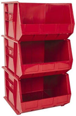 Quantum Storage - 75 Lb. Load Capacity, 18" Deep, Red Polypropylene Hopper Stacking Bin - 11" High x 16-1/2" Wide x 18" Long - USA Tool & Supply
