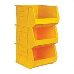 Quantum Storage - 75 Lb. Load Capacity, 18" Deep, Yellow Polypropylene Hopper Stacking Bin - 11" High x 16-1/2" Wide x 18" Long - USA Tool & Supply