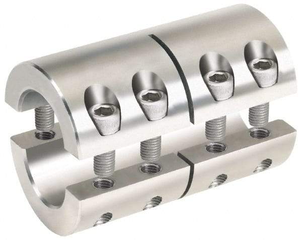 Climax Metal Products - 5/8 x 1/2" Bore, Stainless Steel, Two Piece Two Piece Split Shaft Collar - 1-5/16" Outside Diam, 2" Wide - USA Tool & Supply