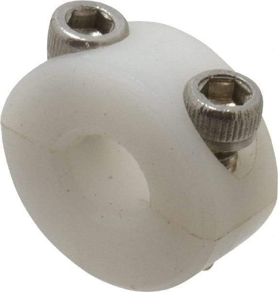 Climax Metal Products - 1/4" Bore, Plastic, Two Piece Clamping Shaft Collar - 5/8" Outside Diam, 9/32" Wide - USA Tool & Supply