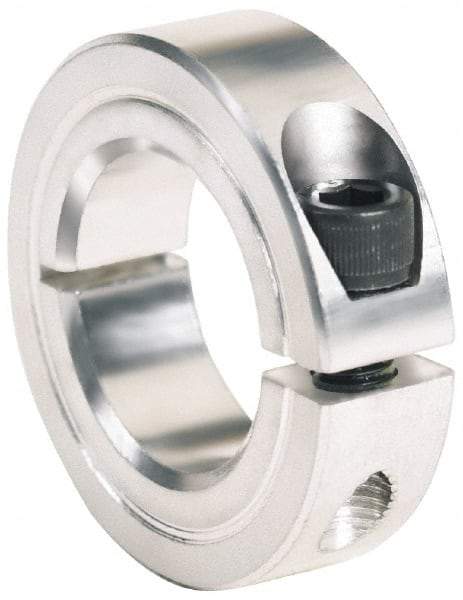 Climax Metal Products - 1/8" Bore, Aluminum, One Piece One Piece Split Shaft Collar - 5/8" Outside Diam, 9/32" Wide - USA Tool & Supply