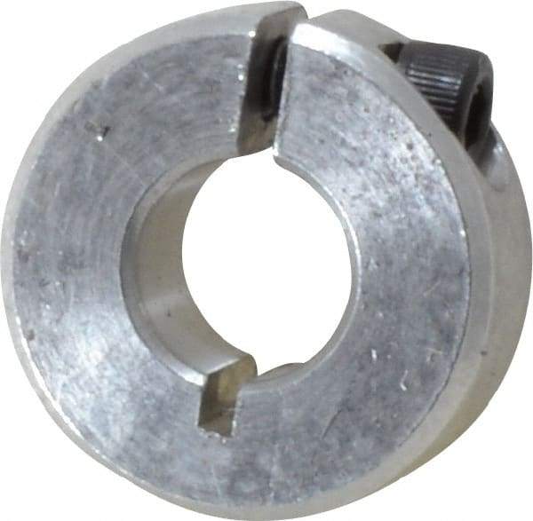 Climax Metal Products - 3/8" Bore, Aluminum, One Piece One Piece Split Shaft Collar - 7/8" Outside Diam, 11/32" Wide - USA Tool & Supply