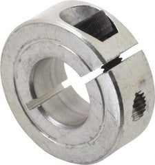 Climax Metal Products - 9/16" Bore, Aluminum, One Piece One Piece Split Shaft Collar - 1-1/4" Outside Diam, 7/16" Wide - USA Tool & Supply