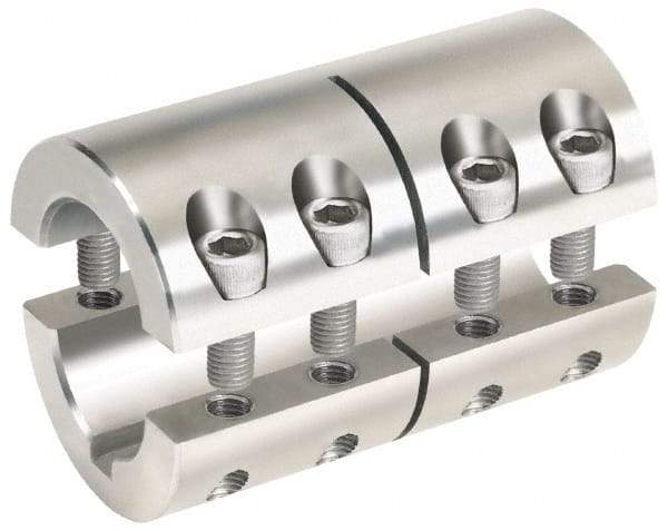 Climax Metal Products - 2" Bore, Stainless Steel, With Keyway Two Piece Split Shaft Collar - 3-3/8" Outside Diam, 4-7/8" Wide - USA Tool & Supply